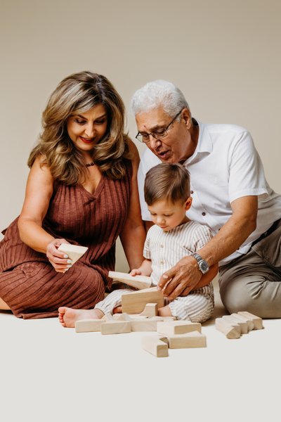 Grandparents portrait session with grandchild