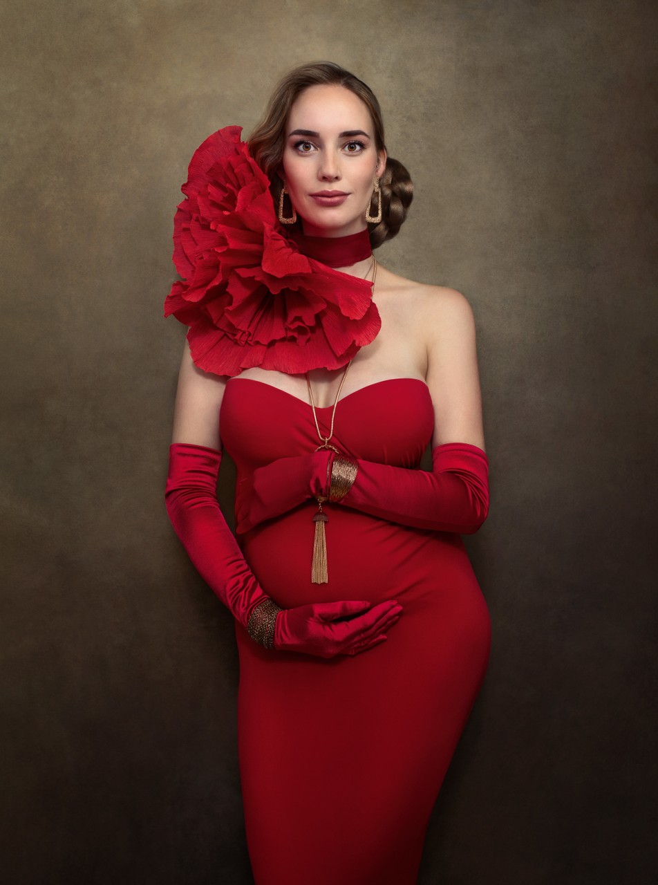 Amsterdam Maternity Artistic Red Dress Photographer