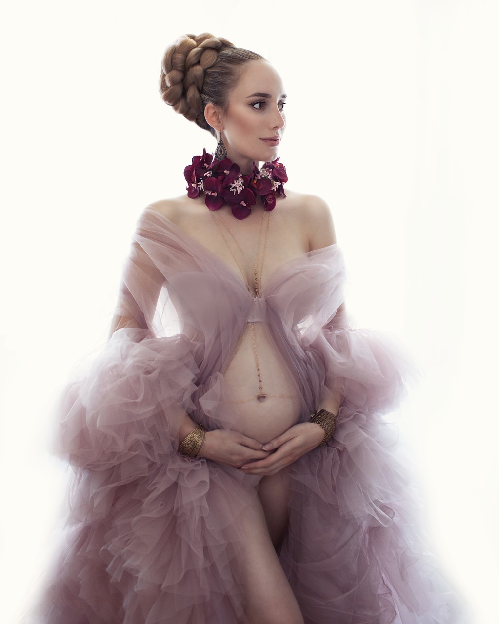 Amsterdam Pregnancy Photoshoot Rose Tulle Dress Bettina