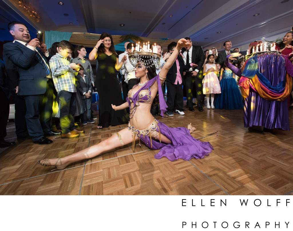 Bar Mitzvah guests entertained by belly dancers