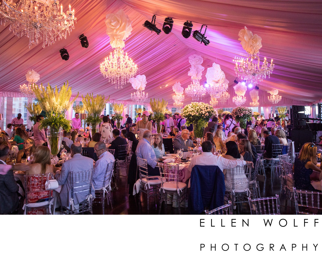 Pink tent and decor at a Hamptons Summer Party