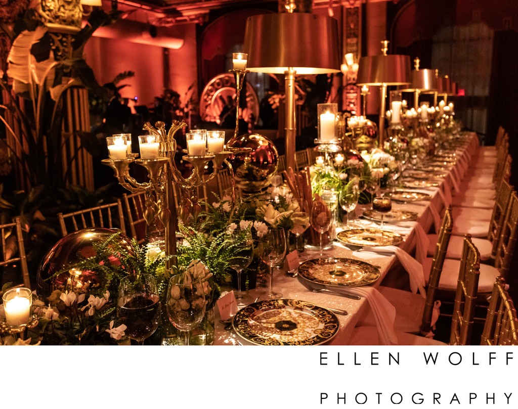 Prince George Ballroom wedding table-scape candelabra
