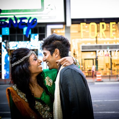 Engagement photos in Times Square