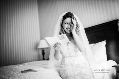Emotional Bride after reading a note from the Groom
