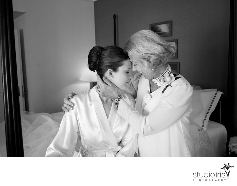 mother and daughter sharing tender moment at Montreal wedding 
