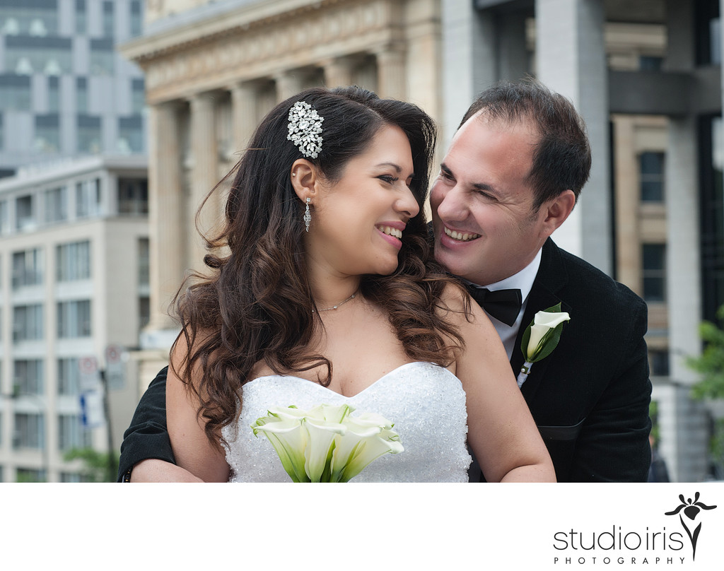 Newlyweds after their wedding at Montreal City Hall