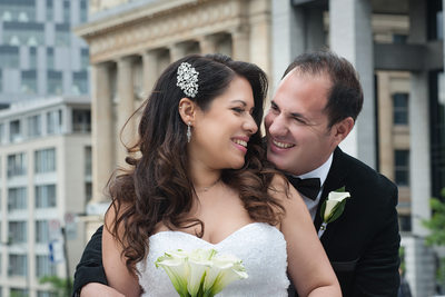 Newlyweds after their wedding at Montreal City Hall