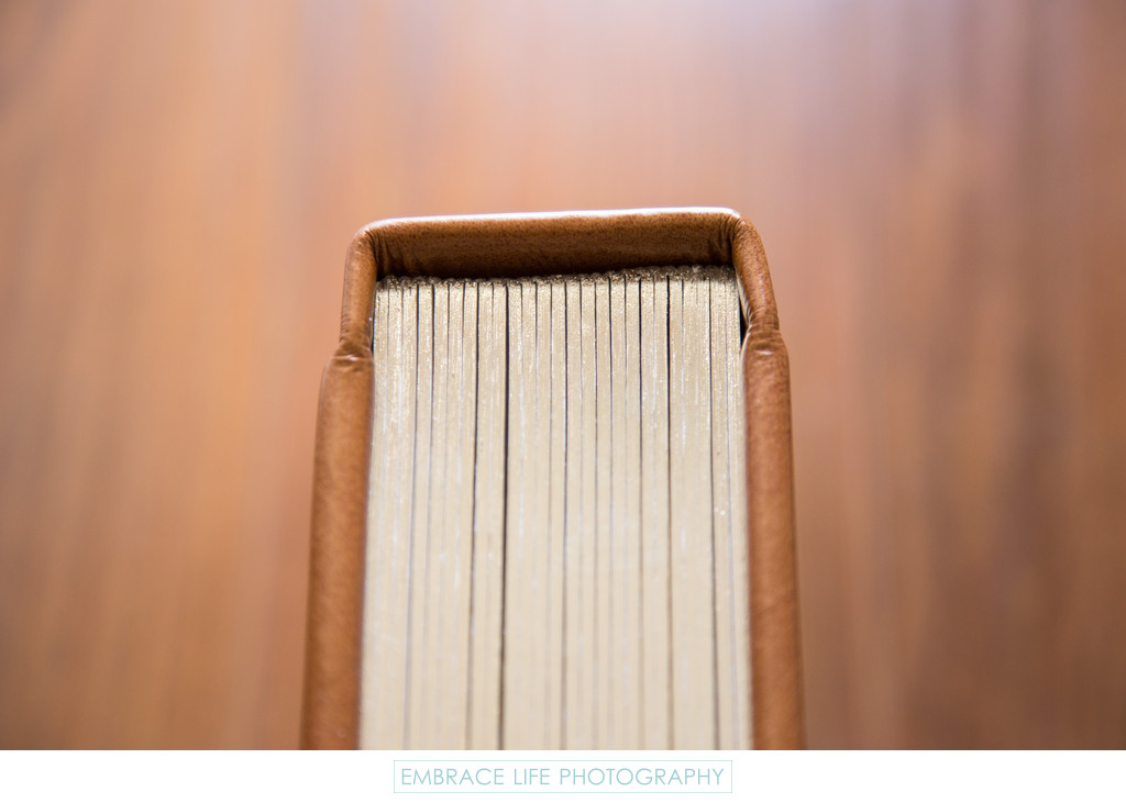 Brown Leather Wedding Photo Album with Silver Gilding