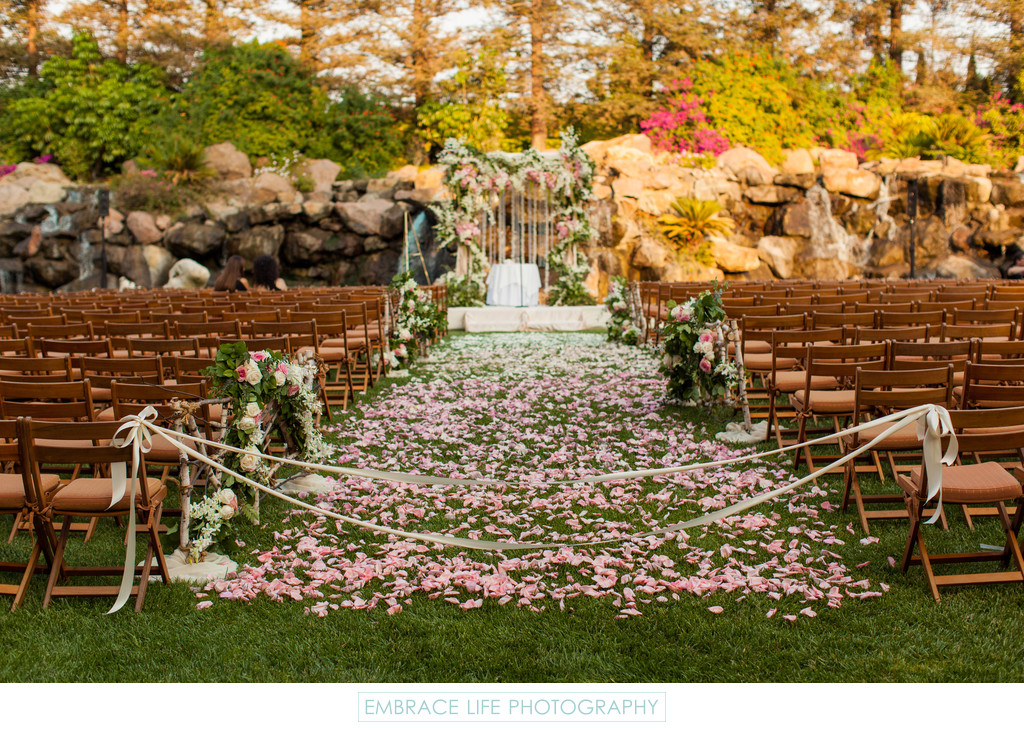 Bohemian Petal Covered Wedding Aisle