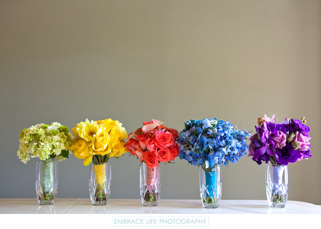 Multi Colored Bridesmaids Bouquets