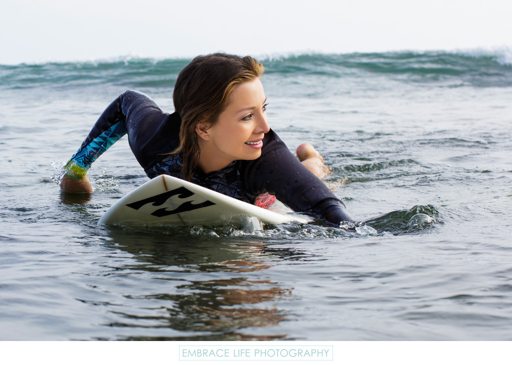 Female Surfer Editorial Photograph in Malibu California