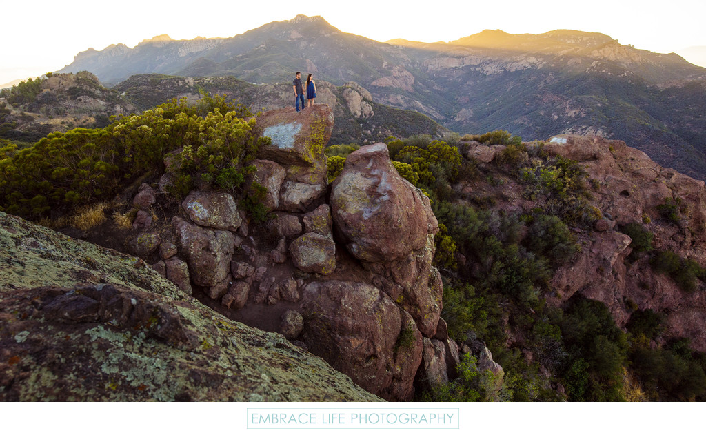 Rock Climbing Engagement Portrait with Amazing Vistas