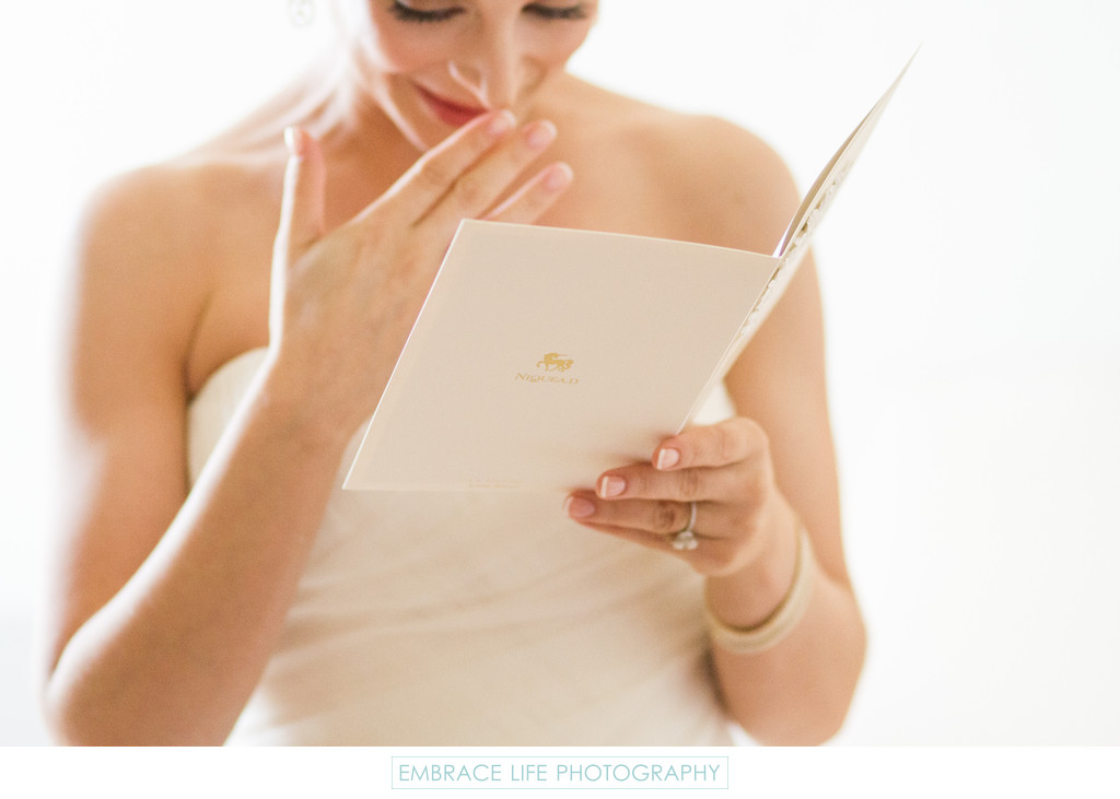 Bride Reading Wedding Card