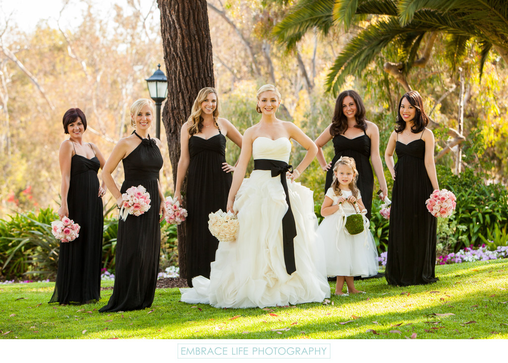 Bride Posing With Bridesmaids And Flower Girl Riviera Country Club Wedding Pacific Palisades 3116