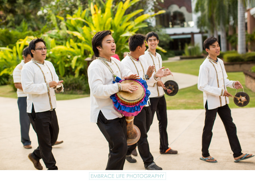 Thai Drummers Announce Groom at Destination Wedding