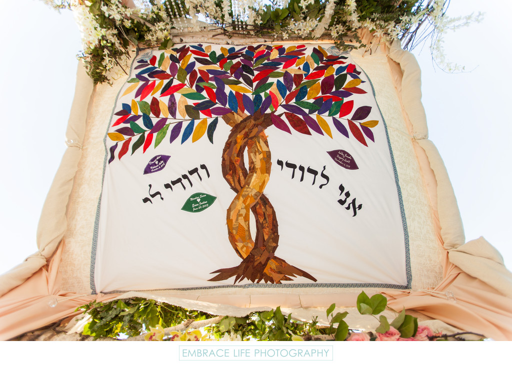Embroidered Family Tallis on the Beautiful Chuppah