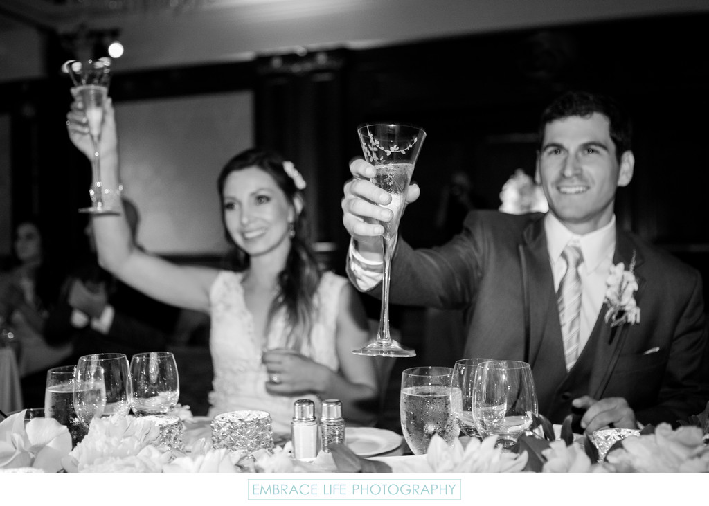 Bride and Groom Sharing in a Toast