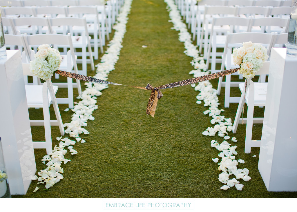 Wedding Ceremony Aisle with White Flowers