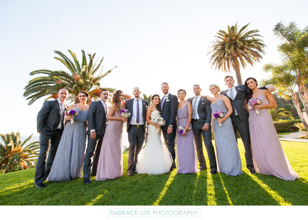 Wedding Party with Palm Trees and Ocean View