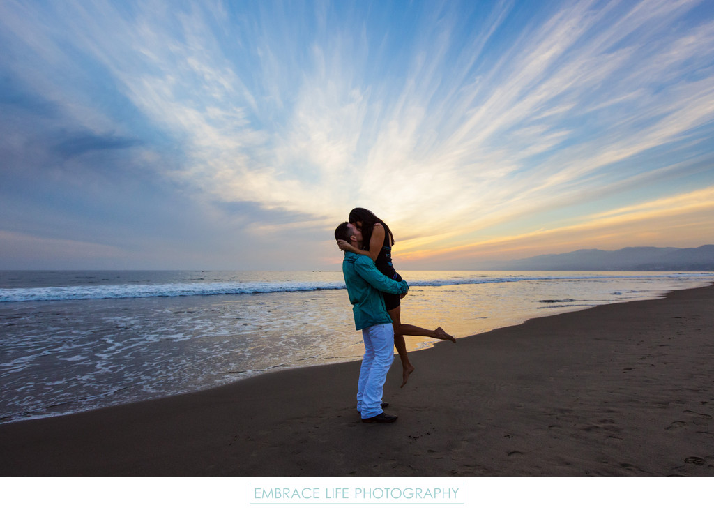 Sunset Proposal on the Beach in Santa Monica, CA
