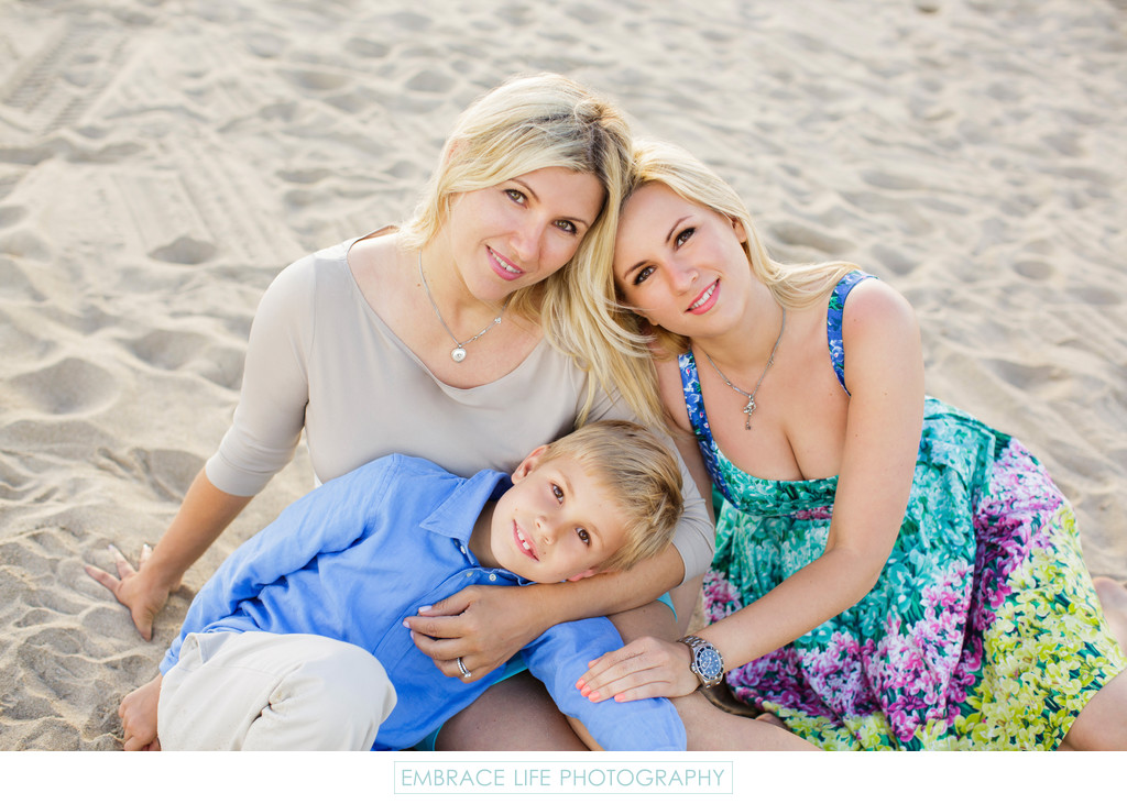 Sweet Family Portrait on the Beach in Santa Monica, CA