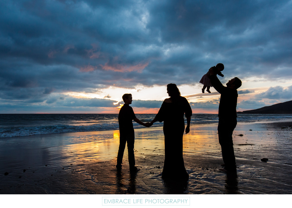 Sunset Family Portrait in Malibu, CA