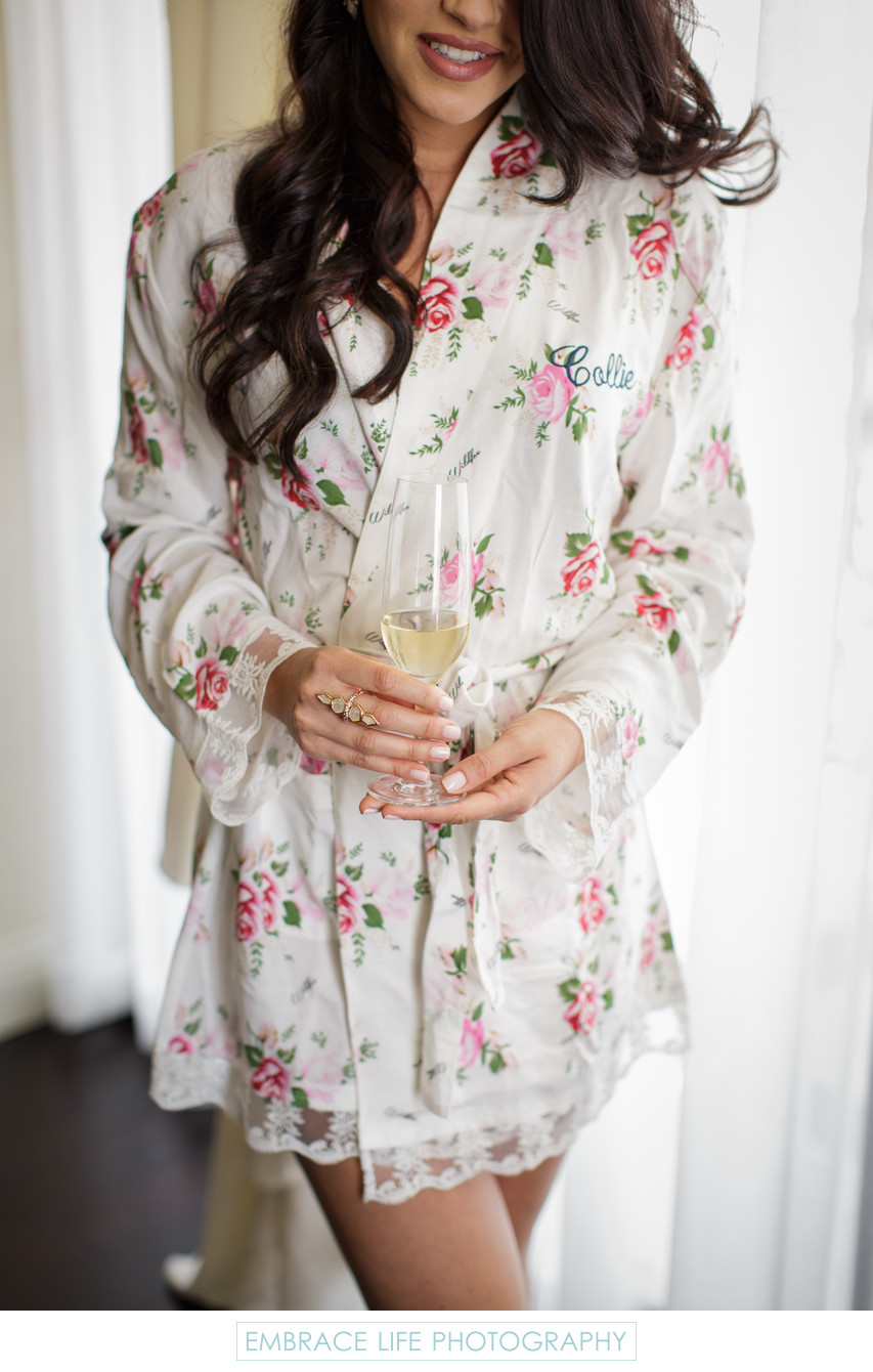 Floral Bridesmaid Robe at London West Hollywood Wedding