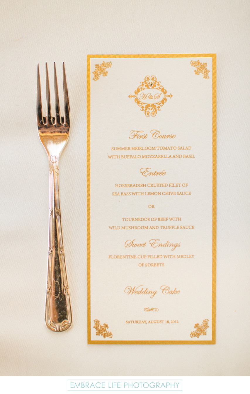 Gold Fork and Decorative Menu
