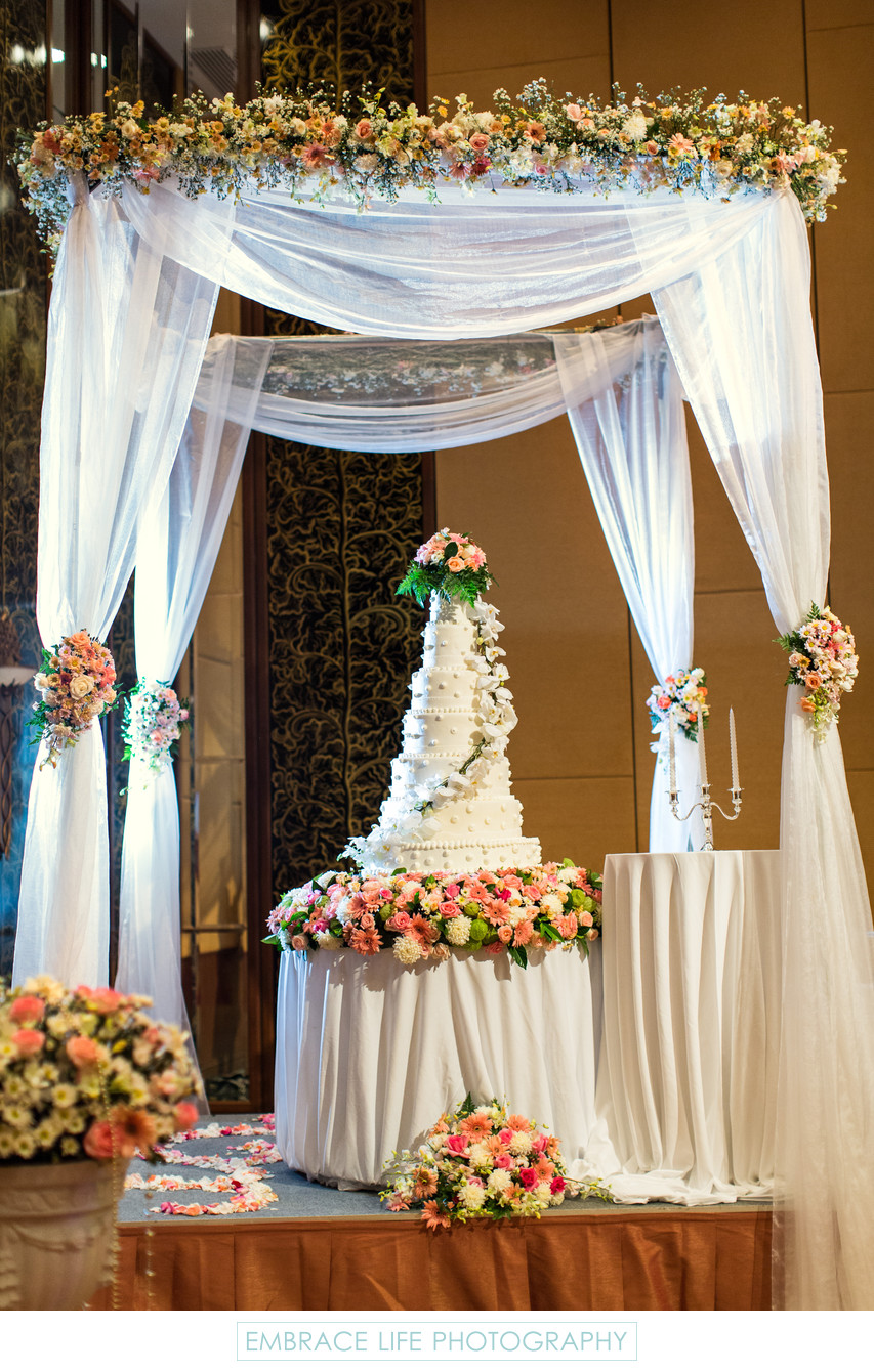 Flower Garland and Bouquets Decorate Canopy