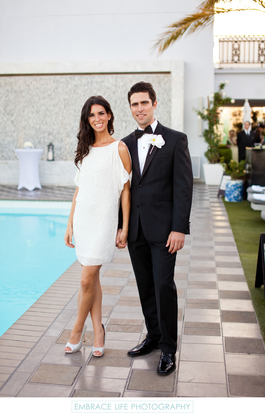Bride Wearing Shorter Cocktail Dress for Cocktail Hour