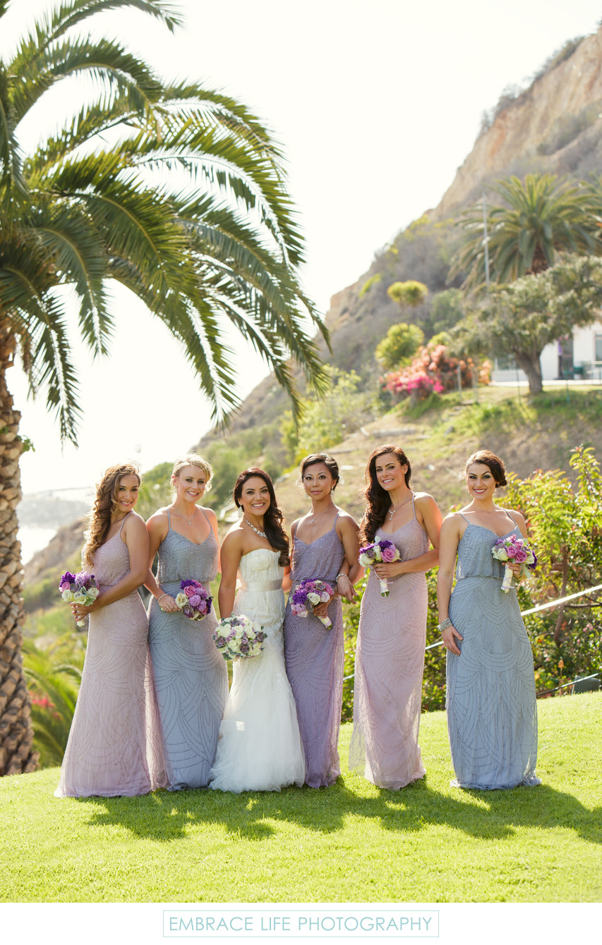 Bridal Party Overlooking Malibu Bluffs