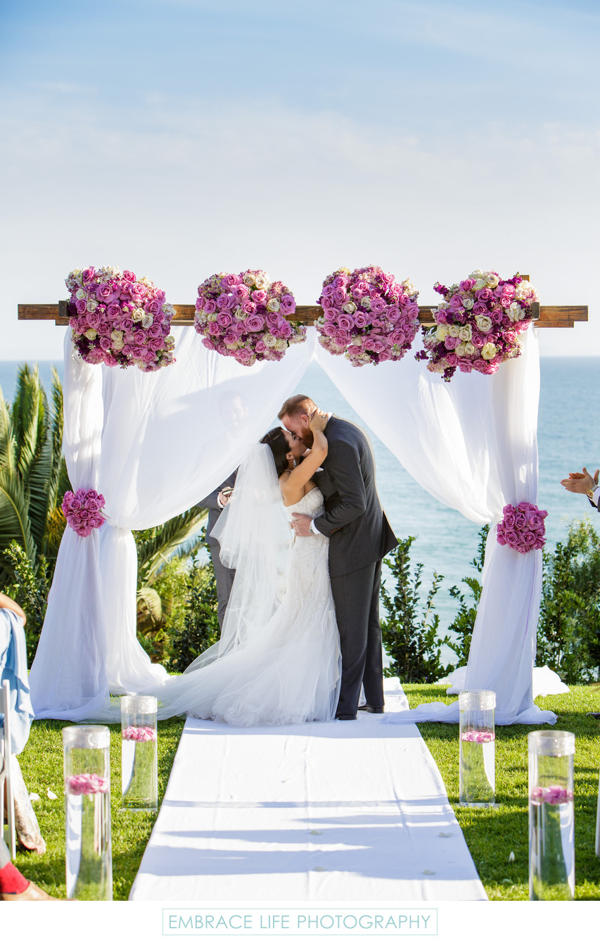  Los  Angeles  Beach Wedding  Ceremony First Kiss Bel Air 