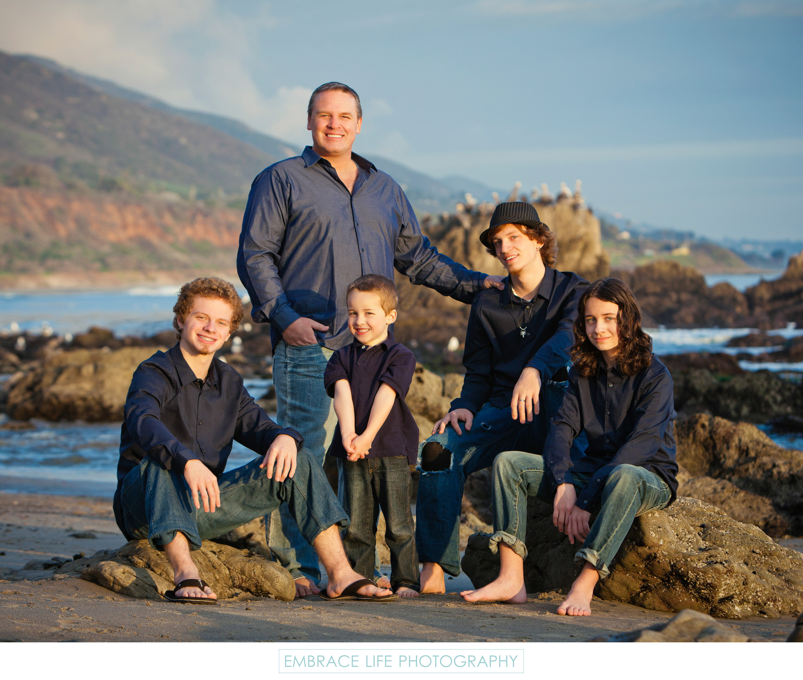 Family Portrait on the Beach in Malibu Los Angeles Family Portrait