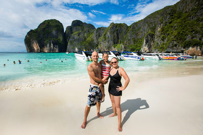 Adam, Amber and Faith on The Beach in Thailand