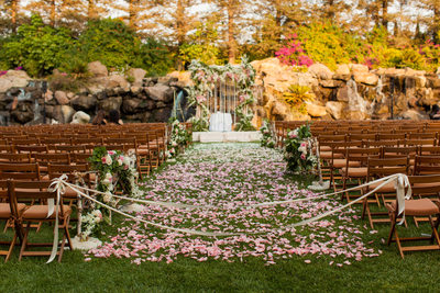 Bohemian Petal Covered Wedding Aisle