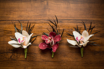 Unique Orchid Boutonniere at Calamigos Ranch Wedding
