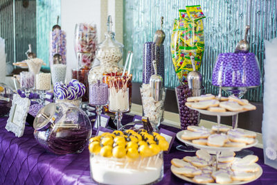 Purple Candy Table at LOEWS Santa Monica Beach Wedding