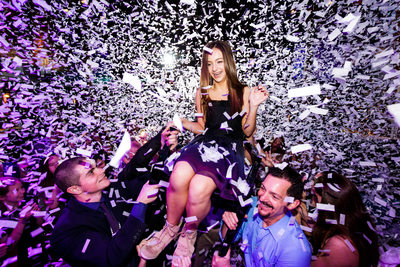 Confetti Cannons During Bat Mitzvah Horah Chair Dance