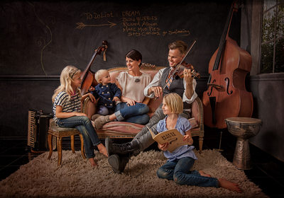 Editorial Style Portrait of Creative Musician Family