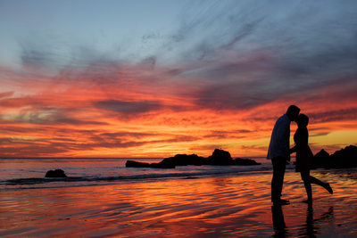 Malibu Sunset Engagement Portrait Silhouette