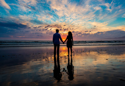 Silhouette Engagement Photo at Sunset, Santa Monica