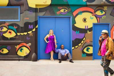 Venice Beach Engagement Portrait with Colorful Mural