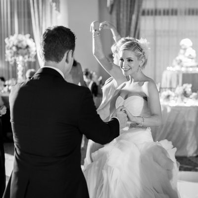  Smiling Bride Dancing in Ballroom