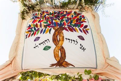 Embroidered Family Tallis on the Beautiful Chuppah