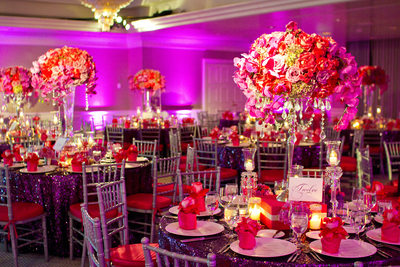 Pink and Purple Wedding Reception Decor