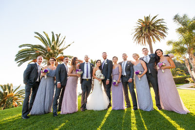 Wedding Party with Palm Trees and Ocean View