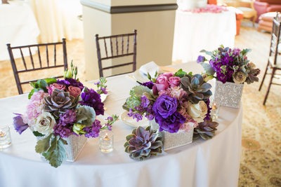 Sweetheart Table Decorated with Bohemian Bouquets