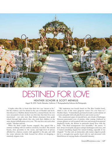 Floral Lined Aisle and Chuppah - Inside Weddings