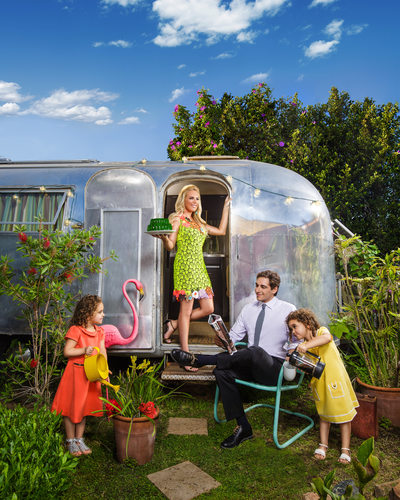 Colorful Family Portrait With Airstream Trailer