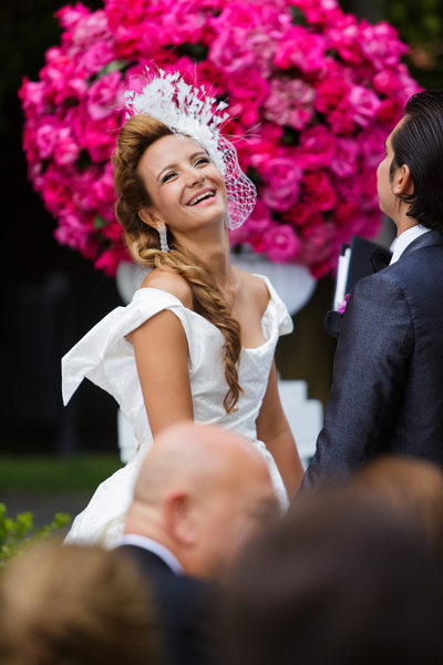 Bride Laughing During Ceremony